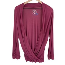 Blue Life garnet burgundy surplice overlap long sleeve kimono top extra ... - £27.37 GBP