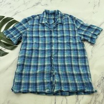 Vilebrequin x The Beach Boys Mens Linen Camp Shirt Size XL Blue Plaid Bu... - $38.60