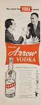 1956 Print Ad Arrow Vodka 2 Men Toast &amp; Drink Martinis Detroit,Michigan - $15.28