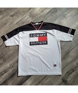 Vintage Tommy Hilfiger V Neck Shirt Mens XL Striped Preppy Short Sleeve Y2K - $33.83 CAD