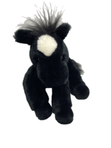 Aurora World Plush Black Horse Realistic Plastic Pellets Weighted Stuffed Animal - £10.35 GBP