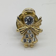 Angel brooch Vintage Camco Signed Gold Tone Clear Rhinestones small lapel pin - £7.90 GBP