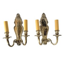 Pair Antique Mitchell Vance Company Sconces 1920 heavy brass silverplate - $322.58