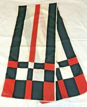 Vintage Vera Neumann Mod Scarf MCM Red Black Stripe Check Geometric Rectangular  - £11.74 GBP