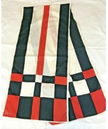 Vintage Vera Neumann Mod Scarf MCM Red Black Stripe Check Geometric Rect... - £11.55 GBP