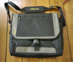 TARGUS Black Gray Nylon Rubber Padded Laptop Briefcase Messenger Shoulde... - £23.42 GBP