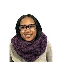 The Twist Infinity Twist Cable Knit Scarf (Purple) - £7.81 GBP