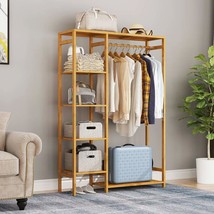 Heavy Duty Clothing Storage Organizer Shelf Bamboo Shoe Coat Hanging Rack Closet - £91.91 GBP
