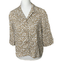 Pendleton Jacket Blazer Animal Print Cheetah Linen Blend 3/4 Sleeves 3 B... - £15.49 GBP