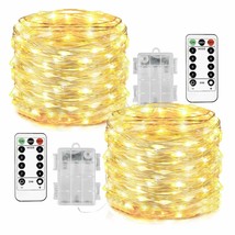 2 Pack 33 Ft 100 Led Fairy Lights Battery Operated Christmas Lights With Remote  - £22.13 GBP