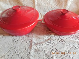 2 Chantal Well Equipped Kitchen Red Stoneware 1  &amp; 2 qt round Casseroles... - £27.65 GBP