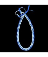 Blue And White 4 Ribbon Reversible Graduation Gift Lei Hand Made - £11.57 GBP