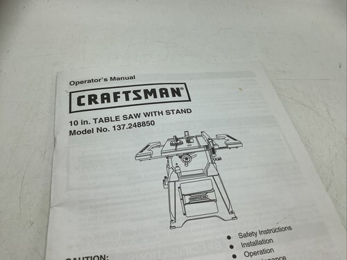 Original Craftsman  10” Table Saw Manual. 137.248850 Item image 2