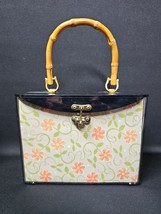 Z Becky Brown Acrylic Handbag Bamboo Handle DIY Scrapbook Craft Purse Fl... - $94.04