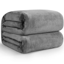 Fleece Blanket Twin Size Grey, Soft Cozy Twin Blanket, Fuzzy Flannel Lightweight - £23.97 GBP