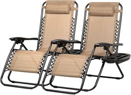 Nazhura Set Of 2 Relaxing Recliners Patio Chairs Adjustable Steel Mesh, ... - £90.46 GBP