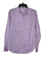 Thomas Mason J.Crew Men Shirt Button Up Cotton Pleated Long Sleeve Purple Small - £15.45 GBP