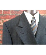 KUPPENHEIMER 2PC Double Breasted Men&#39;s Suit 42S Pant 33x30 Wool Glen Pla... - $49.45