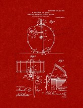 Combined Drum and Cymbal Beater Patent Print - Burgundy Red - $7.95+