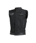 Heavy Duty Textile Club Vest with Leather Accents and Snaps And Zipper C... - $74.16