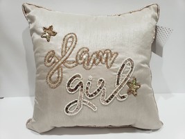  Champagne Color GLAM GIRL Sequins Beaded Throw Pillow LAST ONE! Gorgeous!  - £31.00 GBP