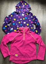 Childrens Place Girls Fleece Pullover Hoodie Jacket 1/4 Zip Heart's Embroidered - £8.52 GBP