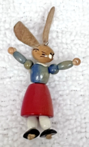 Vintage Miniature Dollhouse Toy Painted Wood Bead Rabbit Figurine Ornament - $24.26