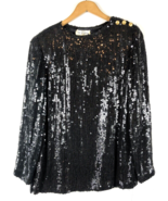 Jeanette For St Martin Black Sequin Top Blouse Shirt Eveningwear Vintage... - $63.48 CAD