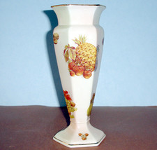 Royal Worcester Palissy Fruit 9&quot; Vase Footed Hexagon Shaped Royale Colle... - £23.66 GBP