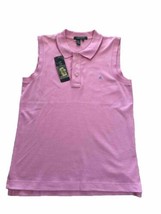 Lauren Ralph Lauren Sleeveless Polo Women&#39;s Medium Shirt Golf Pink Logo New - £21.57 GBP