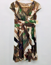 Coldwater Creek Lined Dress Womens 10 NEW Browns Greens - $24.75