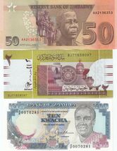 Simbabwe, Sudan, Sambia, Set Von 3 Verschiedenen Weltländer Banknoten In... - $11.08