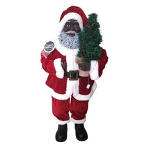 African American Santa Claus 34&quot; with Lighted tree - £98.37 GBP
