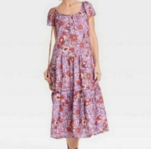 Knox Rose Dress Womens Foral Tiered Ruffle Mide Dress Size M - £21.81 GBP