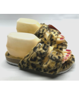 Harvest Land Women Size 6.5 Leopard Print Faux Fur Sandals Adjustable Ho... - £16.77 GBP