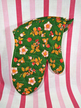 Neat VTG Strawberry &amp; Flower Kitchen Pot Holder Oven Mitt • Pyrofax Gas Promo - £6.38 GBP