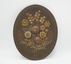 Atlantic Mold Hand Painted Ceramic Floral Wall Hanging Gold Metallic Ceramic - £22.19 GBP