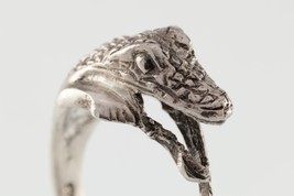 Ouvert Mâchoire Alligator Argent Sterling Bague Taille 9 - €54,28 EUR