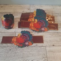 17 Thanksgiving Napkin Rings or Place Card Holders Light Cardboard Colorful - $14.01