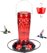 Hummingbird Feeder-16 Ounces，6 Feeding Ports Glass Hummingbird Feeders f... - £20.49 GBP