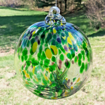 Hanging Glass Ball 6&quot; Diameter Green, Yellow &amp; Purple Tree Witch Ball (1) 6WB29 - £19.67 GBP