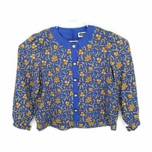 Jo Hanna York By Joan Davis Womens Blouse Multicolor Floral Crew Zipper ... - £14.22 GBP