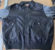 Vtg Harley Davidson Black Gray Windbreaker Motorcycle Jacket Sz XXl Full Zip - £44.70 GBP