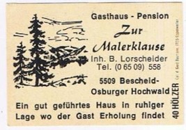 Matchbox Label Germany Gasthaus Zur Malerklause Bescheid Osburger Hochwald - £0.78 GBP