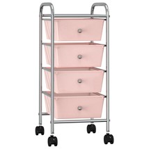 4-Drawer Mobile Storage Trolley Pink Plastic - £39.55 GBP