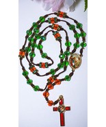 Catholic holy Lord of Mercy Mix Beads Sanctified Rosary Natural Centerpiece - $796.61 MXN