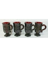 4 Avon 1876 Cape Cod Ruby Red Glass 6oz Coffee Tea Mugs Handled Footed 5... - £27.65 GBP