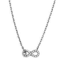 Women's Rhodium Plated Infinity Heart Simulated Diamond Fashion Necklace 16" - £48.56 GBP