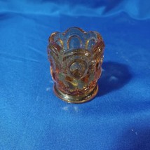 LE SMITH Moon &amp; Stars Amber Glass Pedestal Compote Toothpick Holder - $28.19 CAD