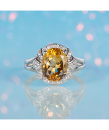 Dainty 3.5Ct Oval Natural Citrine Ring - Yellow Gemstone Sterling Silver... - £102.22 GBP